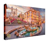 Wallazz Quadri Moderni Soggiorno Roma, Colosseo, Tevere, Ponte Milvio, Skyline, Ponza - 100% Made in Italy - Stampa in HD su Tela Canvas - Quadro Camera da Letto - Qualità Artigianale - 50x100cm