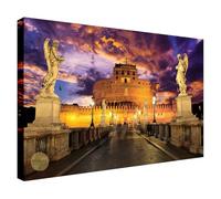 Wallazz Quadri Moderni Soggiorno Roma, Colosseo, Tevere, Ponte Milvio, Skyline, Ponza - 100% Made in Italy - Stampa in HD su Tela Canvas - Quadro Camera da Letto - Qualità Artigianale - 50x100cm