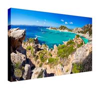 Wallazz Quadri Moderni Soggiorno Sardegna, Costa Smeralda, Mare - 100% Made in Italy - Stampa HD su Tela Canvas - Quadro Camera da Letto - Qualità Artigianale - 90x190cm