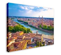 Wallazz Quadri Moderni Soggiorno Venezia, Verona, Adige, Arena, Romeo Giulietta, Apini - 100% Made in Italy - Stampa HD su Tela Canvas - Quadro Camera da Letto - Qualità Artigianale - 50x100cm
