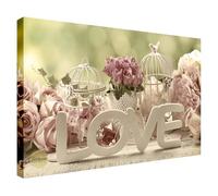 Wallazz Quadri Moderni Soggiorno Zen, Natura, Amore, Cuori, Fiori - 100% Made in Italy - Stampa HD su Tela Canvas - Quadro Camera da Letto - Qualità Artigianale - 60x120cm