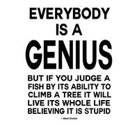 Wallbuddy Albert Einstein Quote Everyone Is A Genius Quote Geek Poster Geek Print Einstein Quote Poster Genius Art Print Motivation Quote Large Poster (21cm x 30cm, White)