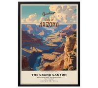Wallbuddy Grand Canyon Vintage Poster Art Print (60 x 90 cm, Cornice nera)