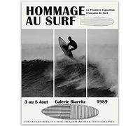 Wallbuddy Poster da parete in bianco e nero per tavola da surf, decorazione da parete, stile vintage, con stampa su tavola da surf, arte costiera per amanti dell'oceano minimalista(50cm x 70cm)