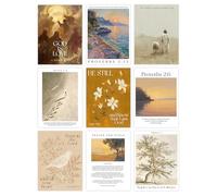 Wallbuddy Set di 9 poster da parete con scritture cristiane, stampa di versi biblici, decorazione religiosa basata sulla fede, citazioni spirituali, salmi proverbi Micah Philippians, tema dorato