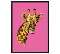 Wallbuddy Stampa d'Arte da Parete Pop Art Giraff (40 x 50 cm, Cornice nera)