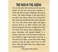 Wallbuddy The Man In The Arena by Theodore Roosevelt Literary Quote Roosevelt Speech Courage Poster Teddy Roosevelt President Speech Graduation Gift (21cm x 30cm, Parchemnt)