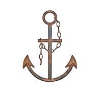 Wallcharmers Decorazione da parete in ghisa rustica da 40,6 cm, decorazione da parete a forma di ancora per barca, decorazione nautica fatta a mano