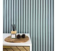 WALLCOVER Carta da parati blu in tessuto non tessuto, motivo a strisce, colore nero, blu, grigio, pannelli da parete in stile scandinavo, moderna lamella, made in Germany