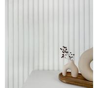 WALLCOVER Sfondo Carta da parati bianca in tessuto non tessuto a righe grigie - Pannelli d'argento stile scandinavo, moderna Lamelle Made in Germany