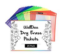 WallDeca Cartelline Cancellabili Colorate (33 cm x 24 cm, Set da 25), Buste Trasparenti A4 con Superficie Cancellabile, Cartelline Trasparenti per Casa, Scuola, Ufficio, Magazzino, 5 Colori