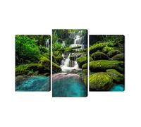 WALLERO Quadro su Tela in Più Parti Bella cascata nella giungla - Decorazione Murale Moderna e Stampa Artistica | Quadro per Soggiorno, Camera da Letto, Cucina, Ingresso 180x120