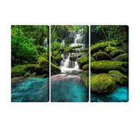 WALLERO Quadro su Tela in Più Parti Bella cascata nella giungla - Decorazione Murale Moderna e Stampa Artistica | Quadro per Soggiorno, Camera da Letto, Cucina, Ingresso 180x120