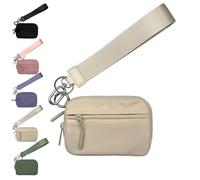 Wallet 2nd Gen Rfidd With Chapstick Holder, Zippered Card Case With Id Window/Hand Strap, Wallet 2nd Generation Rfidd, The Wallet 2nd Gen, The Pouch Wristlet. (Beige)