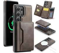 Wallet Case for Samsung Galaxy S25 Ultra, S24, S23 Series with Stand, Compatible with Magsafe, Detachable Magnetic Leather Holster Cover with Card Holder (S24 Ultra,Coffee)