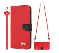 Wallet Case per Honor Magic 6 Lite 5G Custodia Antiurto PU Leather Case with Holder Flip Cover Portafoglio,Decorazioni Fiocchi,Cordoncini Lunghi con Fiocco Custodia per Honor Magic 6 Lite 5G,Rosso