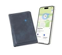 Wallet Finder - Portafoglio MagSafe con tracciamento GPS- Funziona con app Dov'è - Fino a 6 carte + spazio contanti - Magnetico, Ricarica Wireless - Solo per iPhone (BLU)