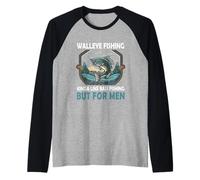 Walleye pesca un po 'come la pesca della spigola ma per gli uomini pesci Maglia con Maniche Raglan