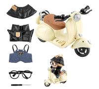 WALLFID 2 pezzi accessori per bambole da 17 cm - Elegante outfit con berretto + mini scooter decorazione, dolce moto e abbigliamento per decorazioni per bambole, giochi di ruolo, scaffale o scena