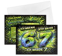WALLFID Cartes d’invitation anniversaire 7ans enfant,lot de 12avec 12 enveloppes blanches, pour garçons et filles,cartes d’anniversaire colorées et cool style graffiti,J’avais 6 ans,maintenant (Grüne)