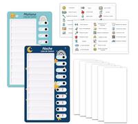 WALLFID Confezione da 2 Tavole delle Routine per Bambini: Lista delle Cose da Fare, Tracker delle Abitudini, Checklist Mattina e Sera, Sistema Visivo per Routine Giornaliere Bambini