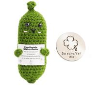 WALLFID Pocket Hug Cetriolo Positivo, Cetrioli Creativi a Maglia e Portafortuna Abbracci, Regali di Motivazione, Portafortuna per Esami, Regalo di Incoraggiamento Positive Potato