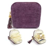 WALLFID Portagioie Da Viaggio,Porta Gioielli Da Viaggio con Fodera in Tassel,Design Moderno,Ideale per Viaggi,Anelli,Bracciali e Colli:Ha 5 tasche (Viola)