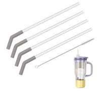 WALLFID Set da 4cannucce di ricambio in Tritan da 10mm compatibili con Ninja BlendBOSS Blender Tumbler,con 4copri cannuccia in silicone e 1spazzola per la pulizia,per frullati e bevande allo yogurt