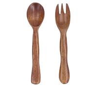 Wallfire Set di 2 posate in legno per insalata Reusable da cucina Reusable per casa Travel0 Wood Cutlery Wooden Dinner Utensil Set Wooden Spoon Fork Set Wood Cutlery Wooden Flatware Set Wo