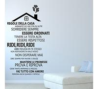Wallflexi Adesivi Murali "Regole della Casa 2 - Italiano" Murales Murales Murales Rimovibili Autoadesivi Art Soggiorno Cucina Mobili Ufficio Ristorante Bar Cafe Hotel Decorazione Casa Multicolore