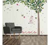 Wallflexi - Adesivi da parete per giardino primaverile, decalcomania per soggiorno, scuola materna, ristorante, hotel, bar, ufficio, decorazione casa, PVC, multicolore, 90 x 60 x 0,03 cm