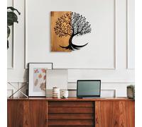 Wallity Elegante accessorio decorativo da parete in legno, 58 x 58 cm, 100% legno e metallo, noce e nero, design unico, perfetto per la decorazione della casa, 3,66 kg