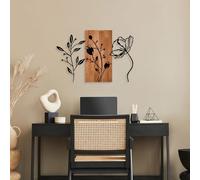 Wallity Elegante accessorio decorativo da parete in legno, 58 x 86 cm, 100% legno e metallo, noce e nero, design unico, perfetto per la decorazione della casa, 3,57 kg