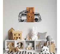 Wallity Elegante accessorio decorativo da parete in legno, 58 x 90 cm, 100% legno e metallo, noce e nero, design unico, perfetto per la decorazione della casa, 4,17 kg