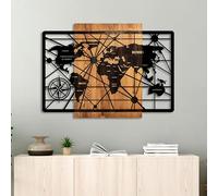 Wallity Elegante accessorio decorativo da parete in legno, 70 x 96 cm, 100% vero legno (3 cm) e metallo (1,5 mm), finitura unica noce e nera, perfetto per la decorazione della casa