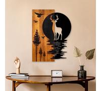 Wallity Elegante accessorio decorativo da parete in legno, noce e nero, 43 x 58 x 3 cm, 100% legno (3 cm) e metallo (1,5 mm), design unico per arredamento elegante della casa