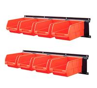 Wallmaster 8-Bin Storage Bins Garage Rack System 2-Tier Orange Tool Organizers Cube Baskets Wall Mount Organizzazioni