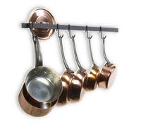 Wallniture Casto 30"" Gourmet Kitchen Rail con 15 ganci a S per appendere set di utensili da cucina e pentole in ferro nero lucido