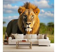 Wallpaper For Living Room leone Carta Da Parati Per Camera Da Letto Natura selvaggia degli animali 200x140cm Sfondo murale decorativo moderno arte murale 3D salotto camera da letto bambini