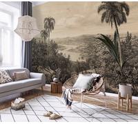 Wallpaper Murale Parete Ampia 312x219cm Palme Jungle & River View Retro