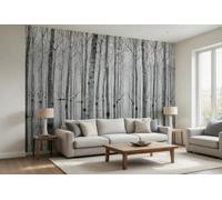 Pieno Alberi Foto Parati 384x259cm Nero Bianco Murale Foresta IN Acqua