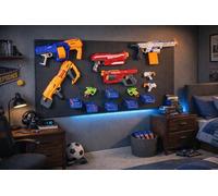 WallPeg Nerf - Kit organizer - Set di contenitori per pannelli forati e ganci Jumbo Peg - 6 grandi contenitori blu cobalto e 20 ganci Jumbo - Sistema di archiviazione Nerf per blaster, freccette e
