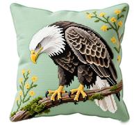 Wallphantom 11CT Cuscino Punto Croce,Aquila calva animale,Punto Croce Kit da Ricamare Prestampato 45x45cm,Cuscino Ricamato a Mano Fai da te per Principianti