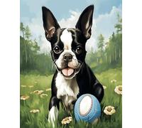 Wallphantom Animale Cane Dipingere Con I Numeri Adulti,Boston Terrier Cane,Kit per pittura con numeri,Kit Completo,Hobby Creativi - Quadri fai da te,40x50cm Senza Cornice