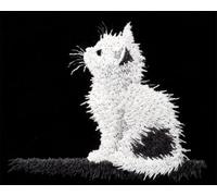 Wallphantom animale DIY rug Latch Hook Kits,Silhouette di un gatto bianco,Handmade Hanging Carpet Embroidery Making Kits,Home Decoration Rug for Adults And Beginners,55x75cm