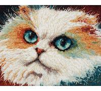 Wallphantom animale DIY rug Latch Hook Kits,Un simpatico gatto bianco,Handmade Hanging Carpet Embroidery Making Kits,Home Decoration Rug for Adults And Beginners,90x120cm