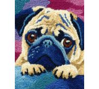 Wallphantom animale Kit di Bloccaggio a Punto per Adulti,Carlino carino,3D Latch Hook rug Kit,Tappeto da Bricolage Crochet Principianti,Eegalo Creativo per la casa,80x115cm