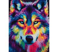 Wallphantom animale Kit di Bloccaggio a Punto per Adulti,Colore Lupo,3D Latch Hook rug Kit,Tappeto da Bricolage Crochet Principianti,Eegalo Creativo per la casa,55x75cm