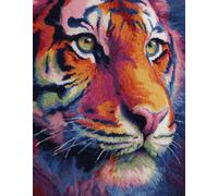 Wallphantom animale Kit Gancio di Chiusura Tappeto,Tigre colorata,Tappeto Annodare Fai da te Creativo,Uncinetto Kit Arazzo,Fabbricare Tappeti a Punto Croce,52x38cm