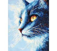 Wallphantom animale Kit Gancio di Chiusura Tappeto,Un simpatico gatto blu,Tappeto Annodare Fai da te Creativo,Uncinetto Kit Arazzo,Fabbricare Tappeti a Punto Croce,52x38cm